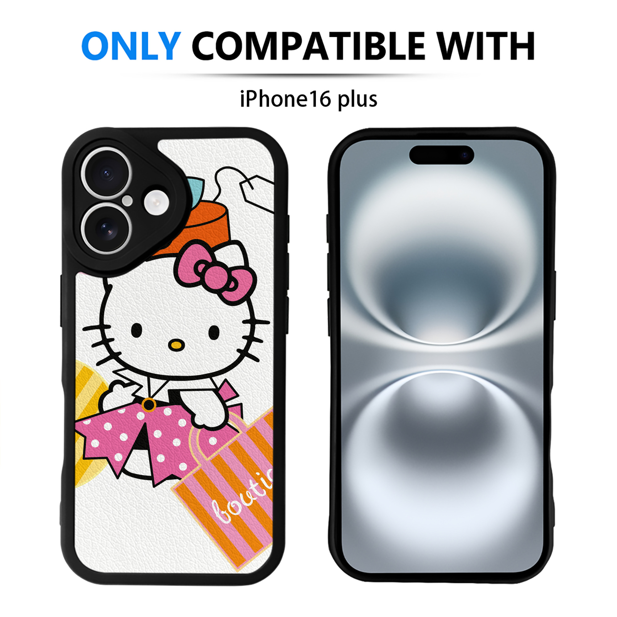 （画像用） Hello Kitty ハローキティ 【iPhone 16シリーズ対応】シリコンスマホケース（レザー調） 材質：シリコン